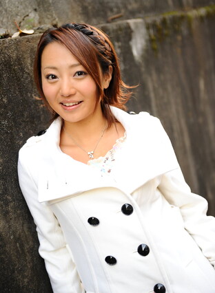 Hot girl You Shiraishi poses outdoor in coat